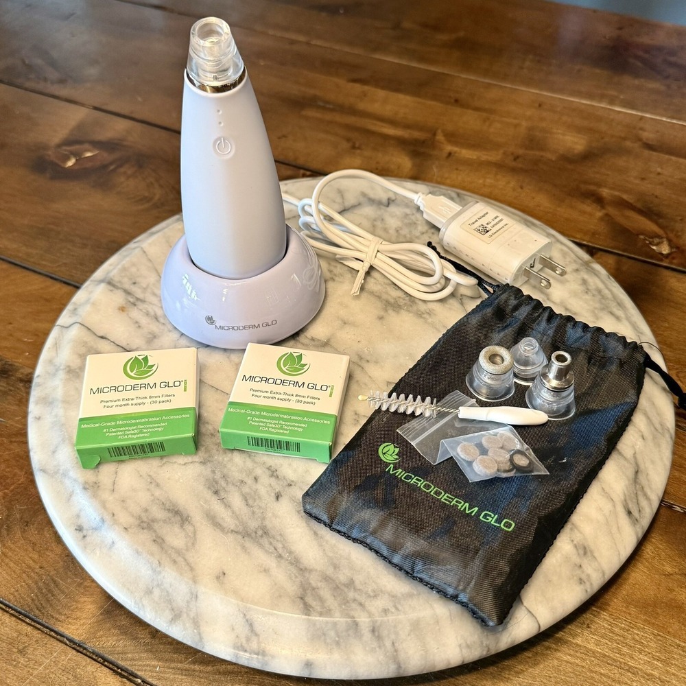 Microderm GLO Gray Mini Diamond Microdermabrasion Advanced Facial System Extras!